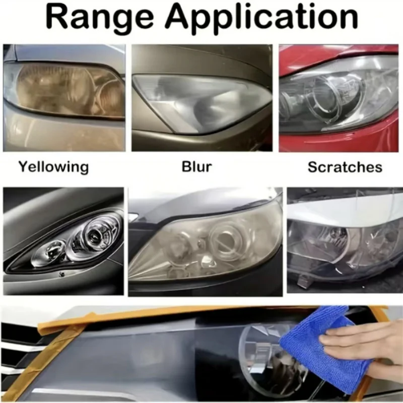 Professional Car Headlight Restoration Yellowing, Oxidation,Fogging Removes Automotive Front & Rear Light Polish Clean Care 4