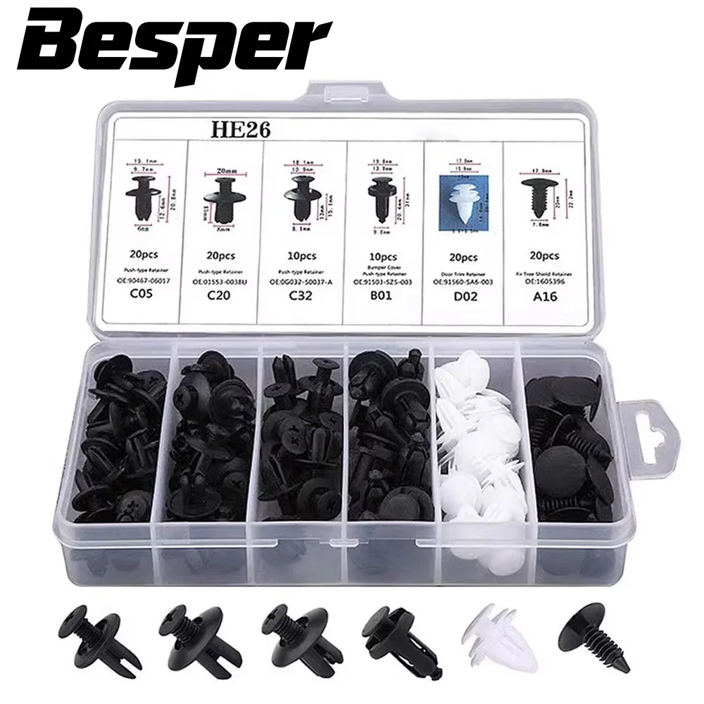 Auto Fastener Clip Mixed Car Body Push Retainer Pin Rivet Bumper Door Trim Panel Fastener Kit Car Clip 100/50 Box /Bag packaging 1