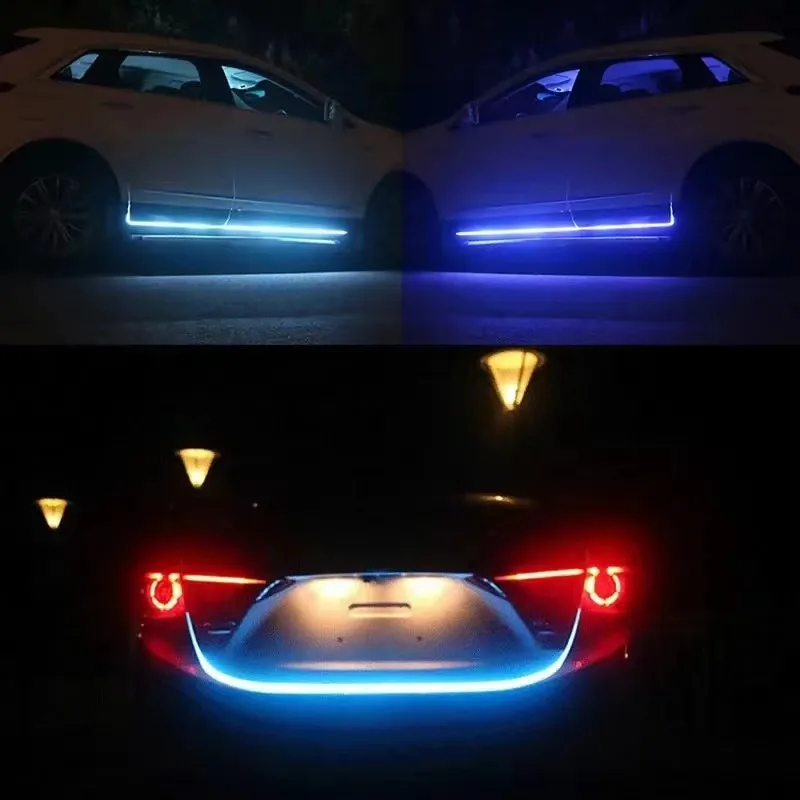 1pc Dynamic meteor Led Car Hood Lights Strip Universal Engine Hood Guide Decorative Light Bar Auto Headlights Car Running Light 3