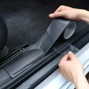 3D Carbon Fiber Sticker Paste Car Threshold Protective Film Anti Scratch Waterproof Matte Black Nano Sticker for Car Body 1