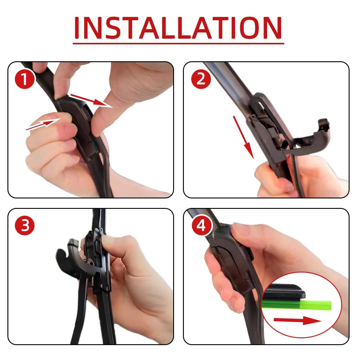 1PC Car Windshield Wiper Blades Hook Universal Soft Rubber Frameless Bracketless Car Wipers 14" 16" 18" 19" 20" 21" 22" 24" 26" 6