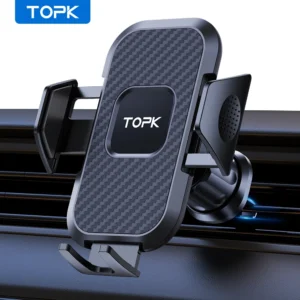 Car Phone Holder Mount,TOPK Upgrade Auto Locking Universal Phone Stand Holder with Hook Clip for Car Air Vent for iPhone Samsun 1
