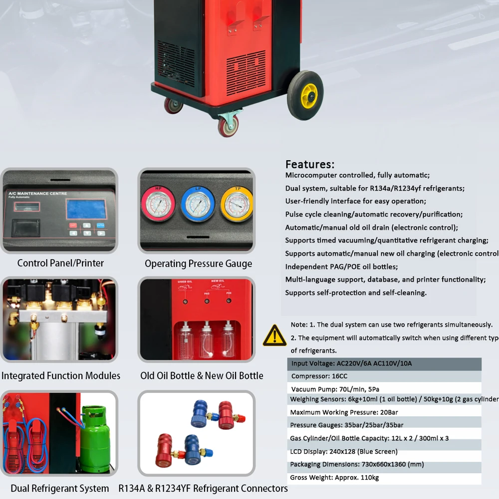 Value 1000 PLUS Dual Refrigerant Air Conditioning Machine R134A & R1234YF Car AC Machine AUTO Workshop 4