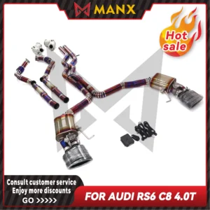For Audi RS6 C8 Exhaust 4.0T Ti/SS304 Catback Superior quality OEM Valve Downpipe Resonant Tube MANX 1