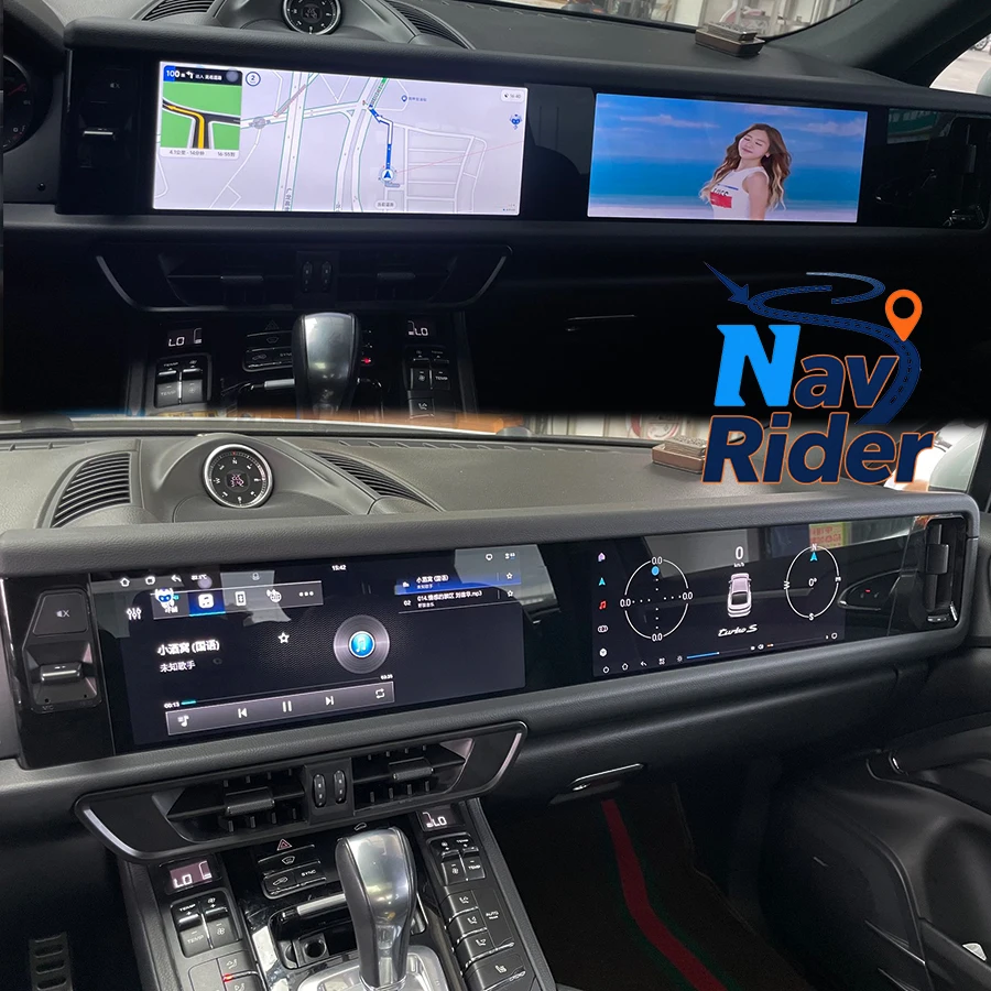 12.3+12.3" Dual Screen Carplay Android For Porsche Cayenne 2010-2017 Car GPS Navigation Multimedia Video Player Head Unit Radio 1
